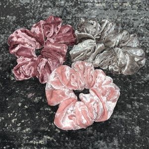 3 Large Velvet Metallic Scrunchies from Icing